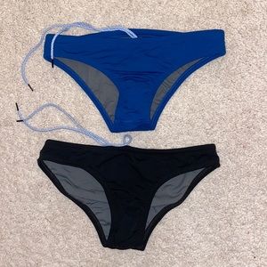 2 PAIRS- XS JOLYN ANDY BIKINI BOTTOMS IN BLACK AND BLUE